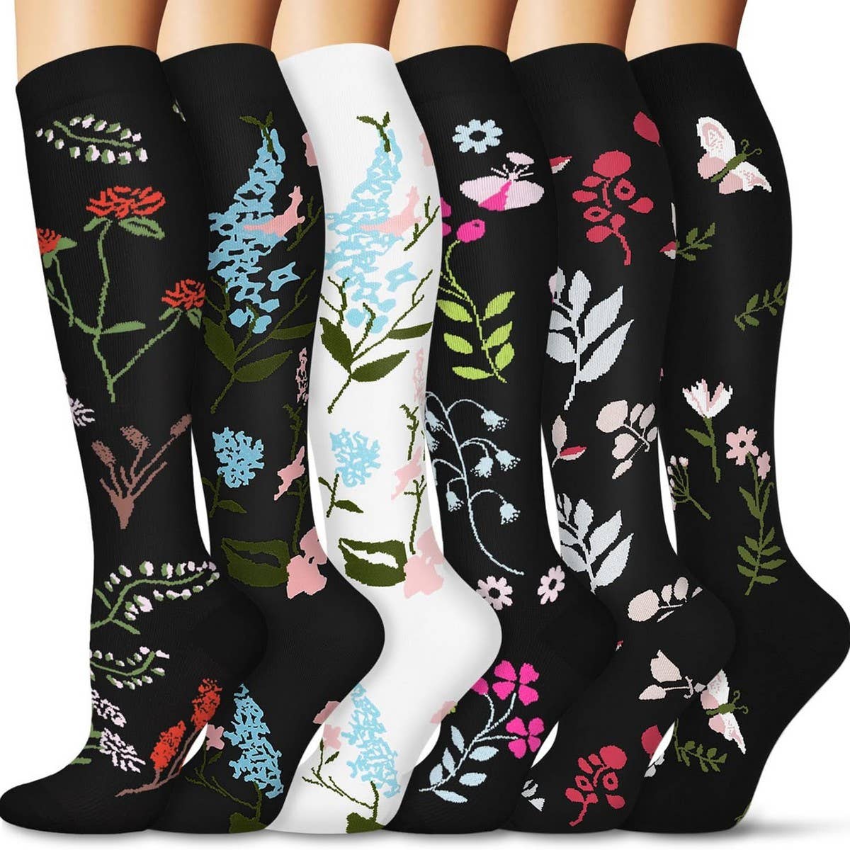 PATTERNED SPORTS LONG COMPRESSION SOCKS SET_CWMS1878