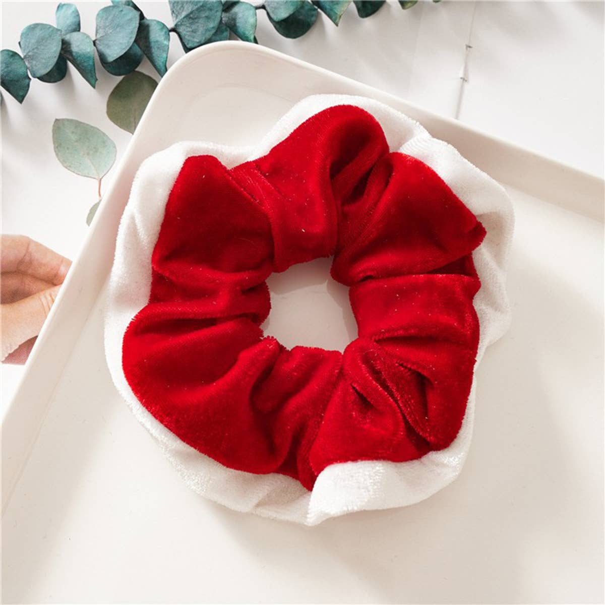 8Pcs Xmas Plush Hair Scrunchies Jingle Bells_Cwaha07590