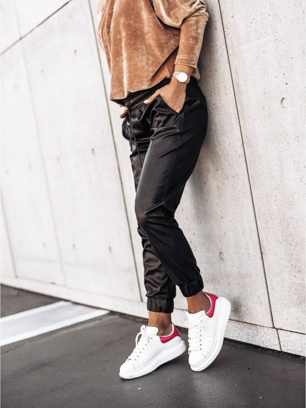 Temperament Simple Rope Waist Small Foot Pants