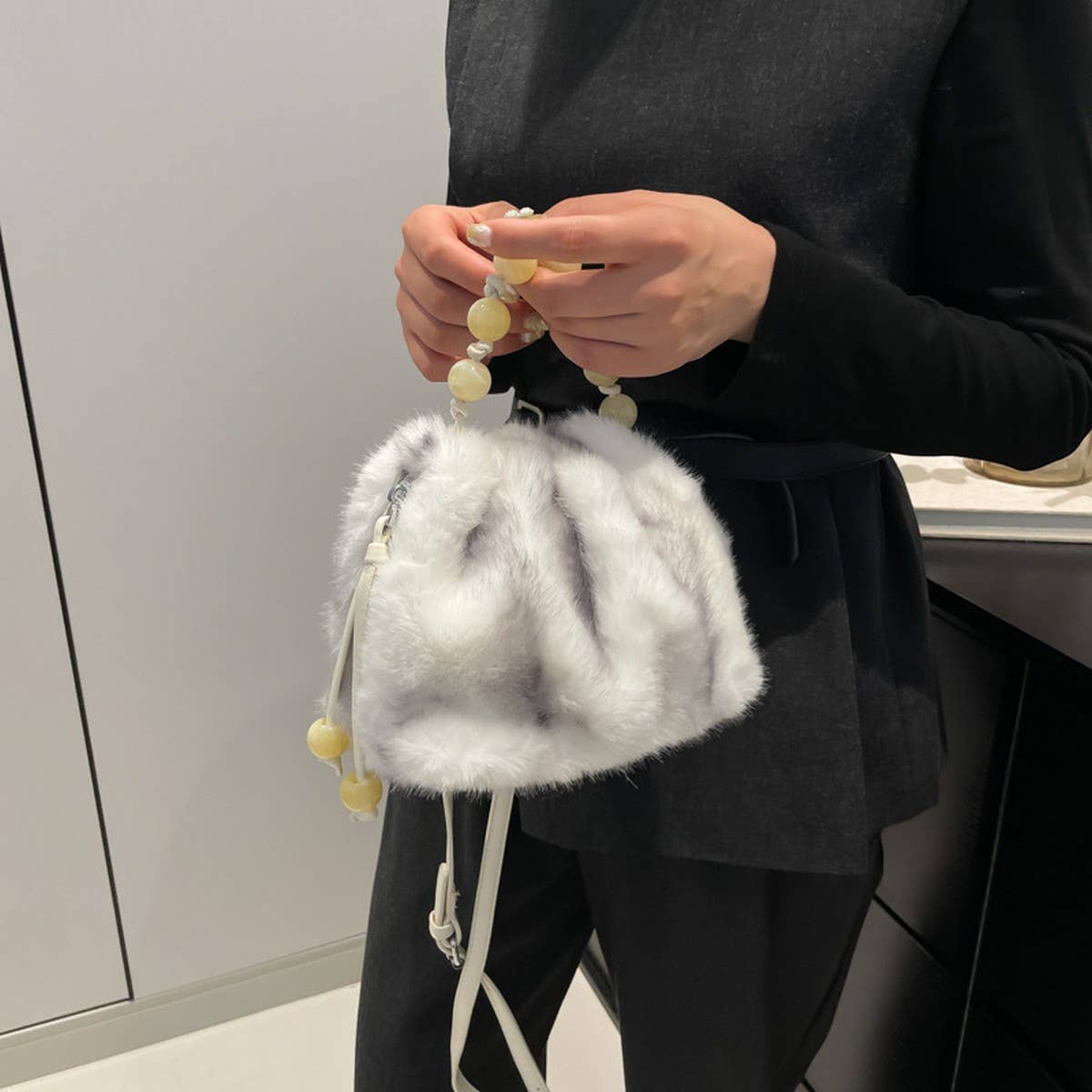 Winter Leopard Print Crossbody Bucket Plush Bag_Cwab4018