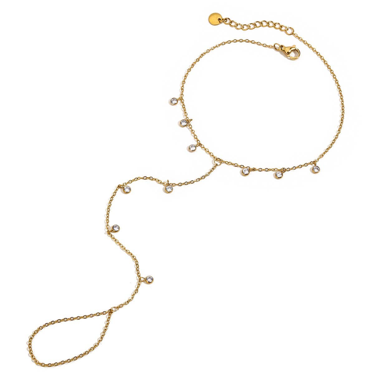 Trendy 18K Gold Multi-Zircon Toe Ankle Chain