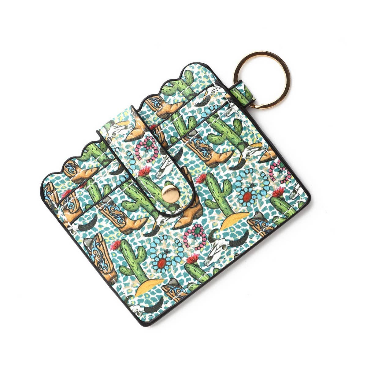 PU LEATHER CARD HOLDER WITH KEYCHAIN ID SLOT_CWAB4938