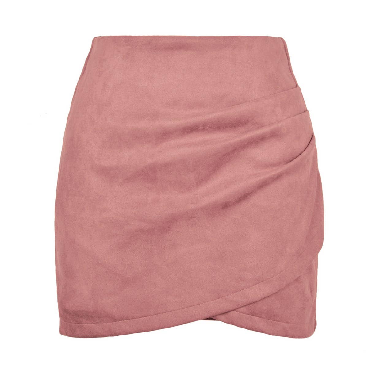 SUEDE SOLID COLOR HIP SKIRT ZIPPER SKIRT_CWAB4799