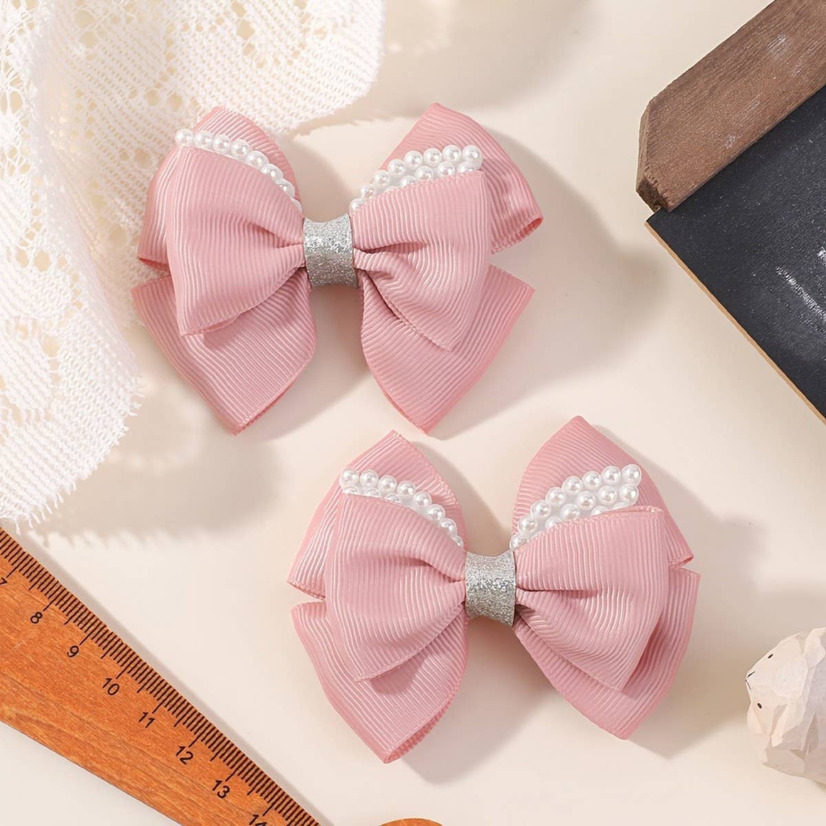 HANDMADE GLITTER BOW HAIR CLIP SET FOR GIRLS_CWAHA6734