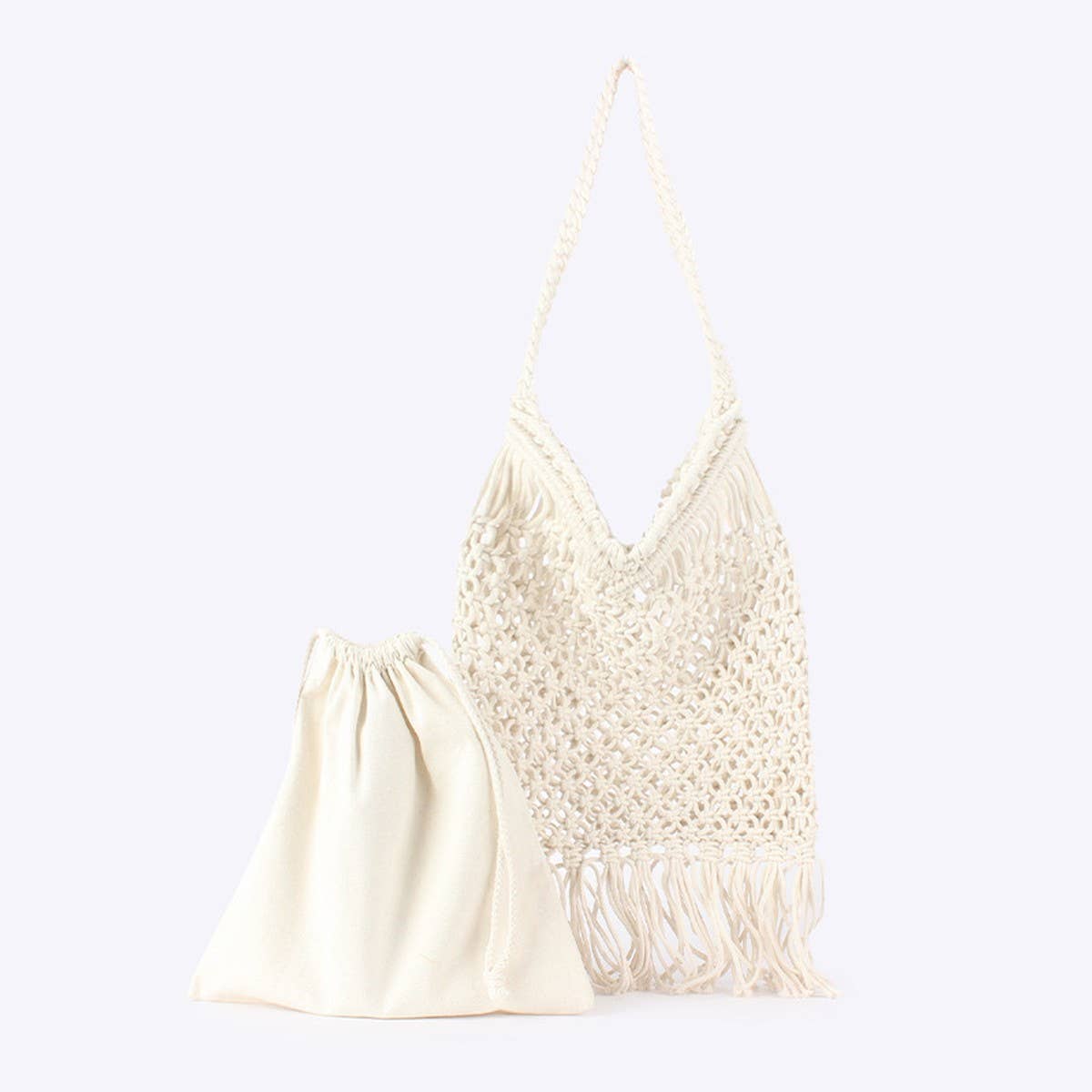 MESH BEACH BAGS TOTES WITH TASSELS AT THE BOTTOM_CWAB4667