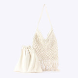 MESH BEACH BAGS TOTES WITH TASSELS AT THE BOTTOM_CWAB4667