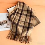 Vintage Plaid Winter Cashmere Feel Tassel Scarf_Cwasc03261