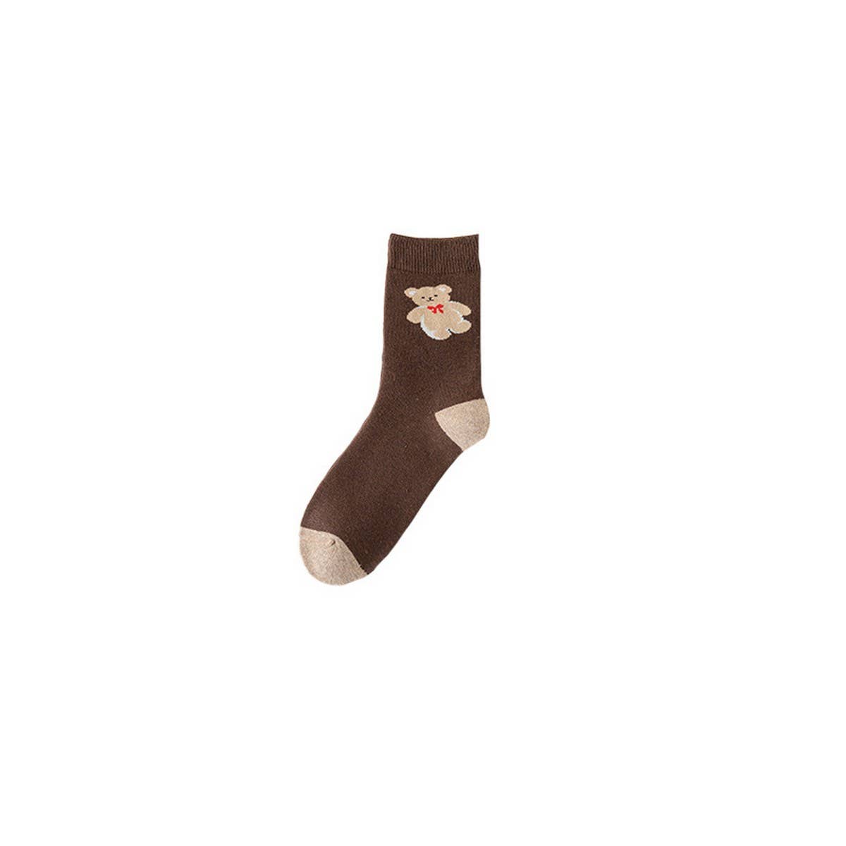 Cute Bear Terry Slouchy Sleep Crew Socks_Cwms03364