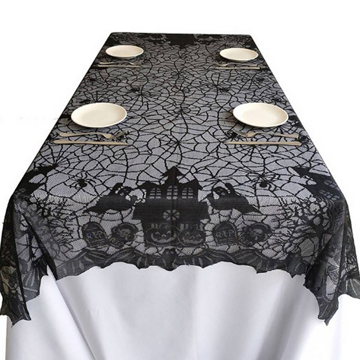 HALLOWEEN BLACK LACE TABLECLOTH_CWMM1719