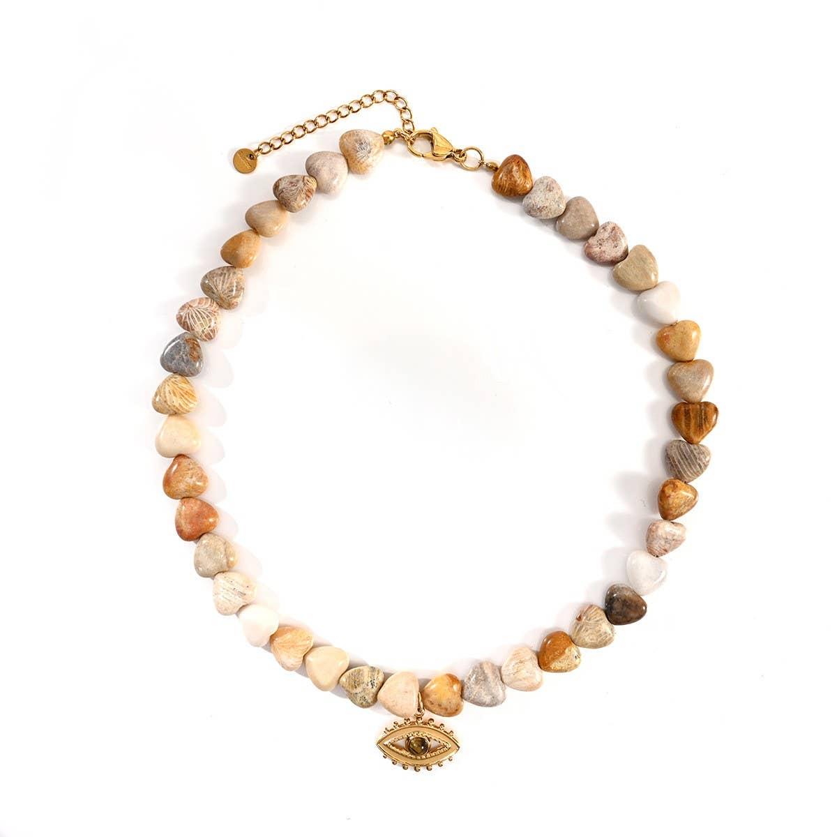 DURABLE STEEL HEART NECKLACE WITH EVIL EYE STONE_CWMM8822