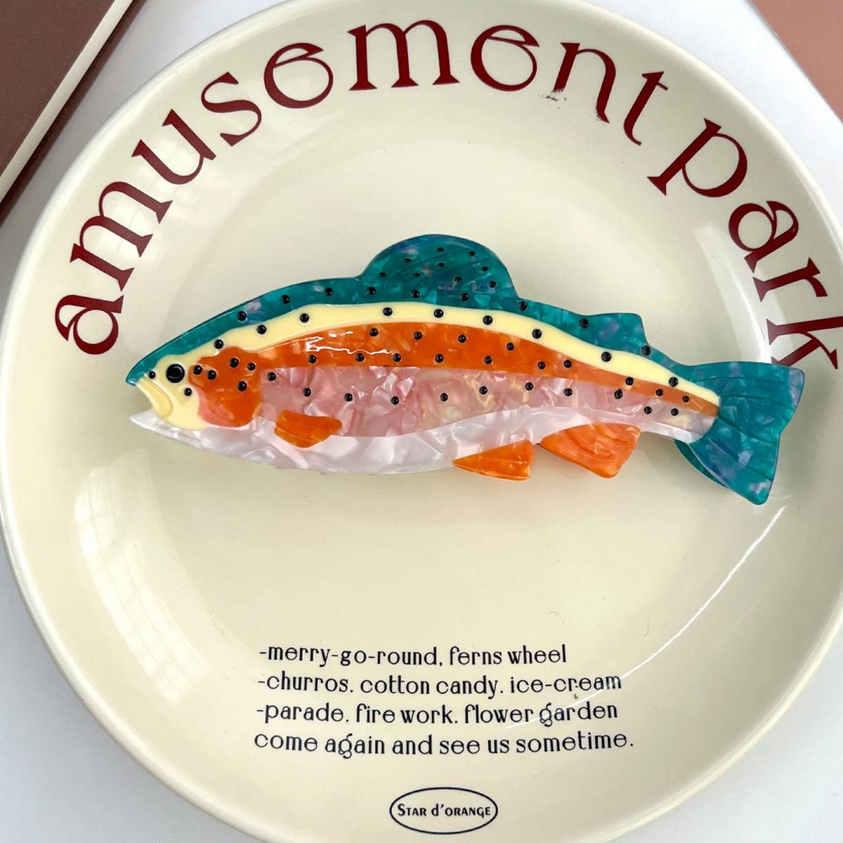 SALMON ACETATE CLAW CLIP OCEAN STYLE LARGE SIZE_CWAHA5829