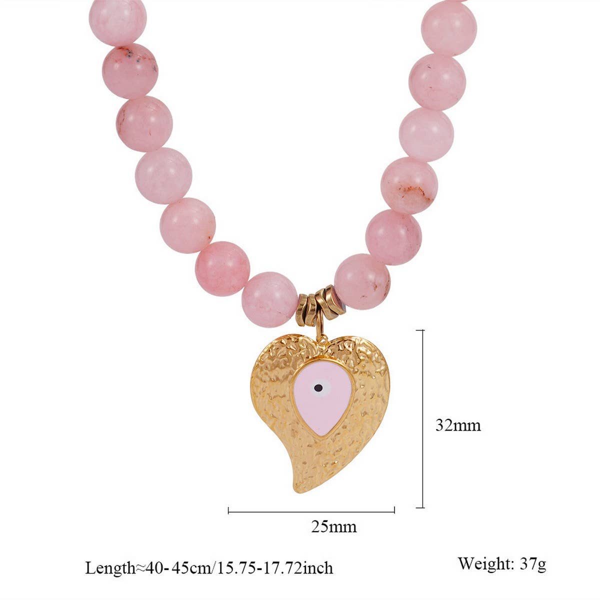 COLORFUL BEADS MALACHITE EVIL EYE HEART NECKLACE_CWMM7537