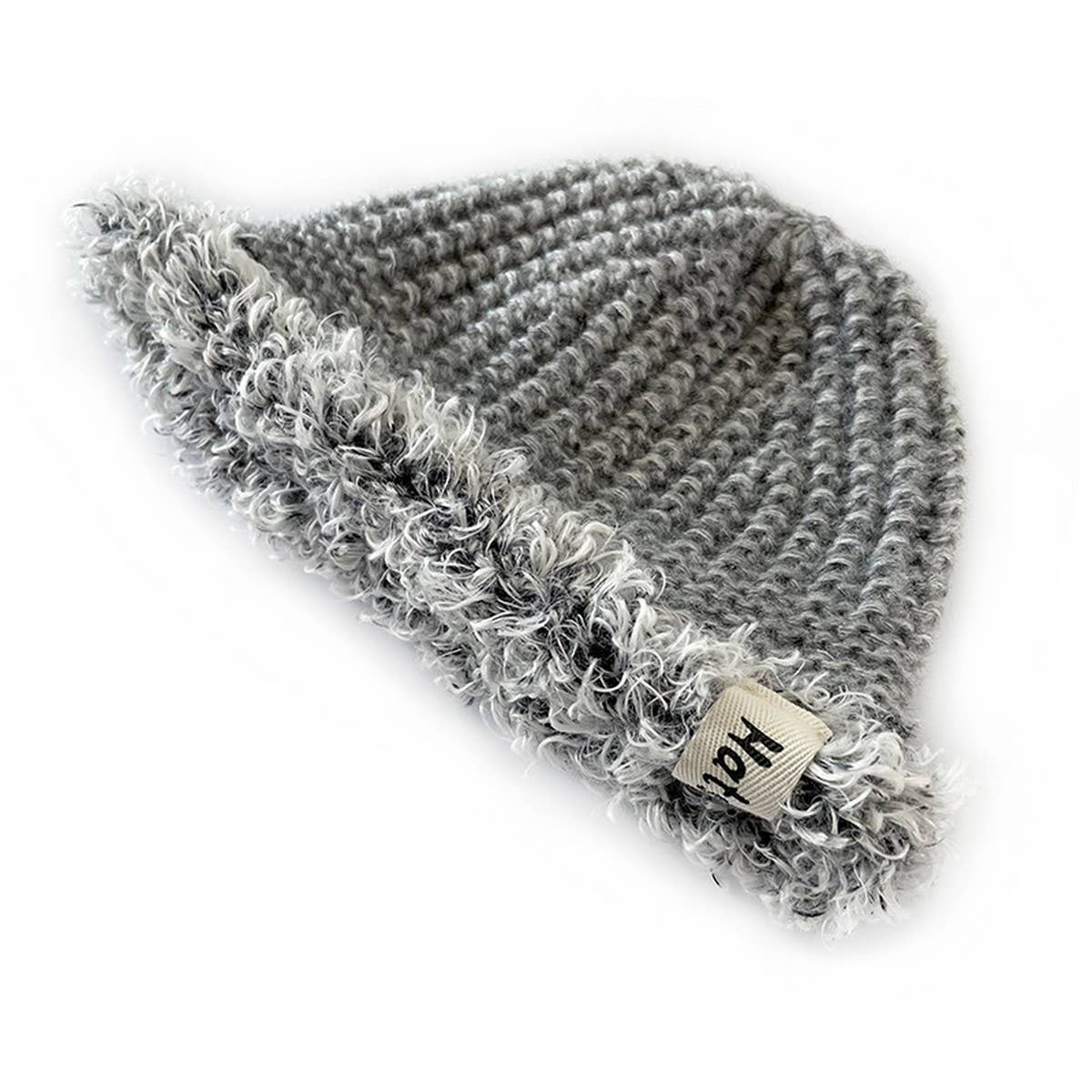 2 6 YEARS OLD PLUSH BRIM BUCKET HAT KNITTED HAT_CWAH2044