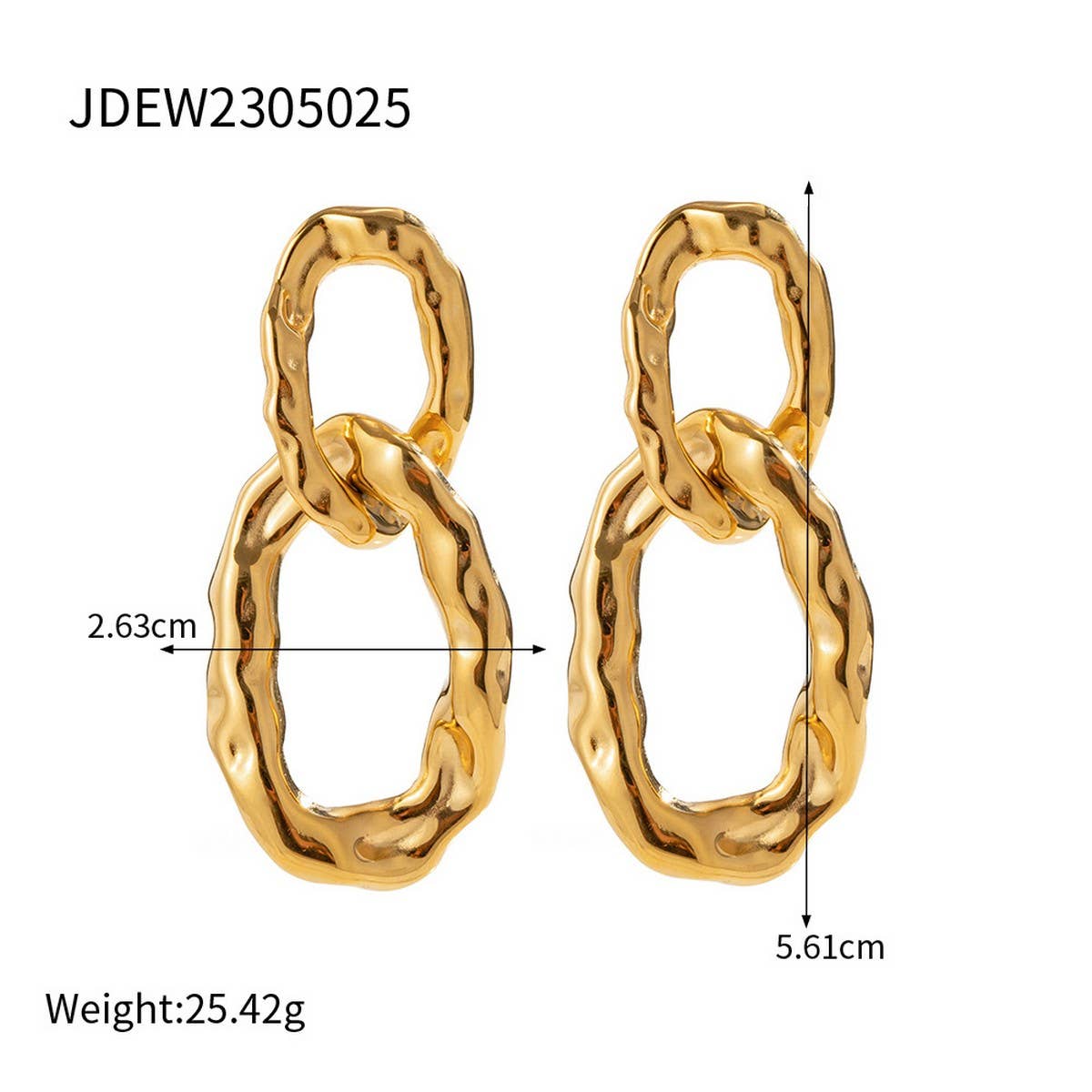 PERSONALITY DOUBLE RING INTERLOCKING EARRINGS_CWASC1641