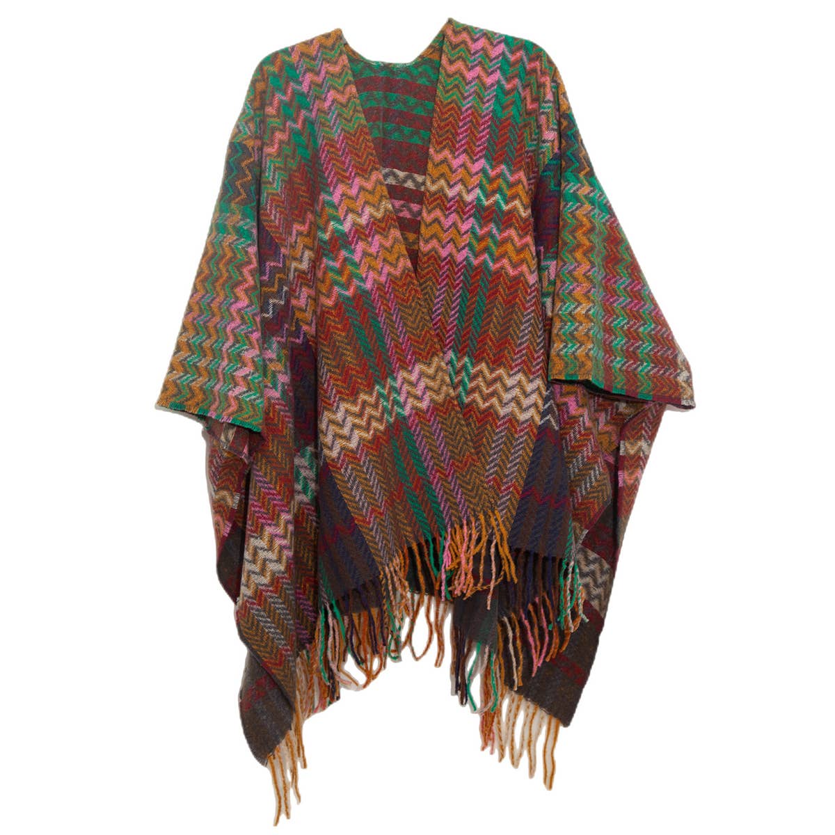 Women Fringe Knitted Poncho Cardigan Cape Shawl
