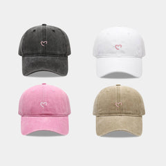 Vintage Washed Pink Heart Baseball Cap_Cwah04569