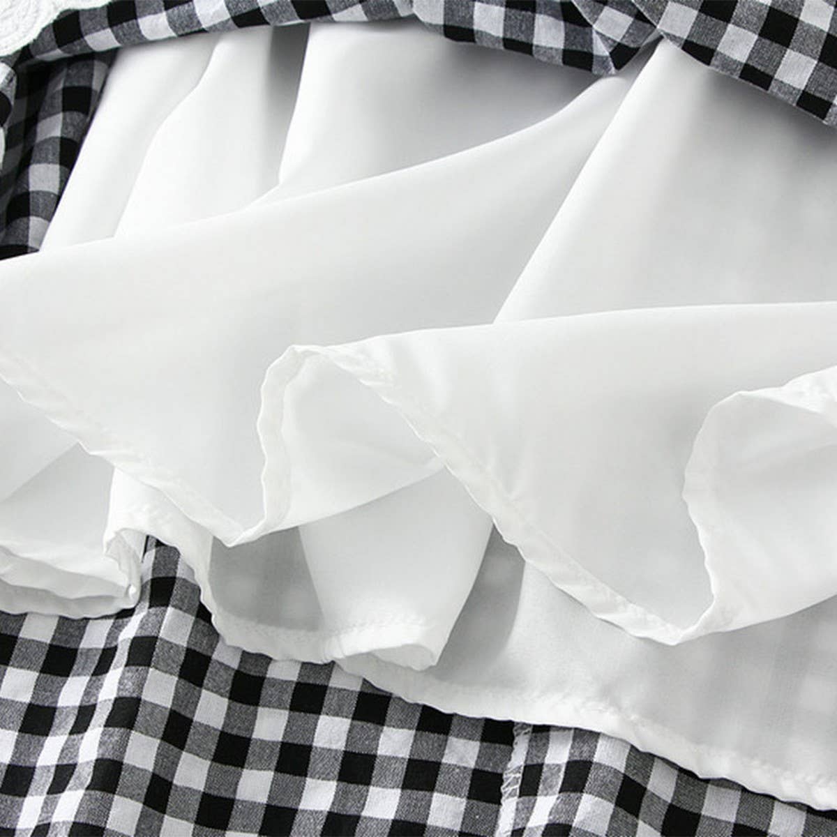 LACE TRIM PLAID HIGH WAIST A LINE MIDI SKIRT_CWBMS0344