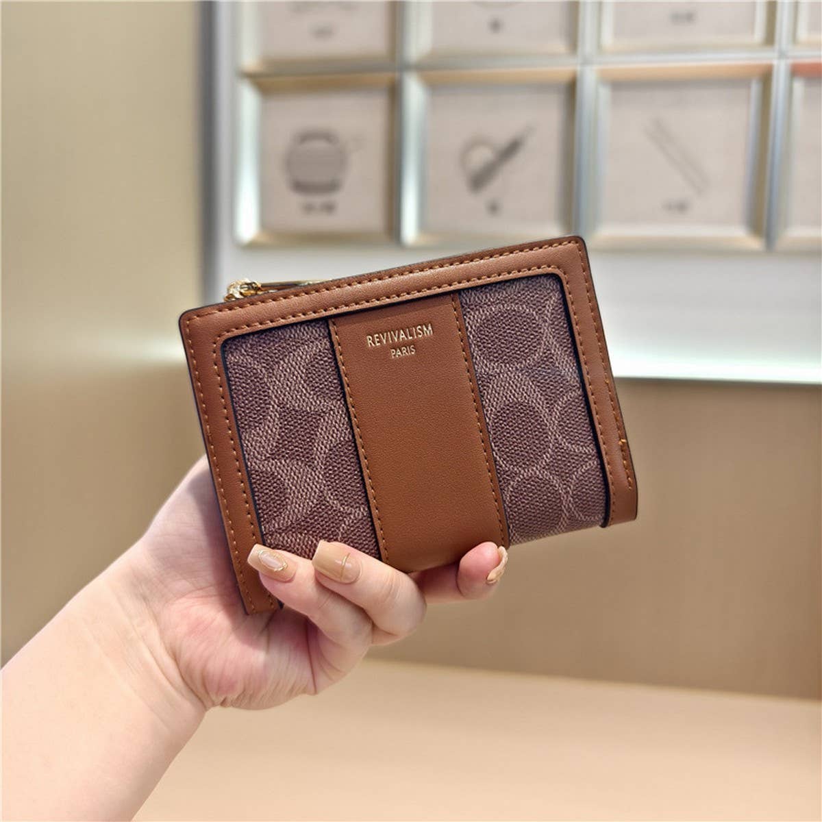 Geometric Pattern Bifold Zip Snap Wallet For Women_Cwab06204
