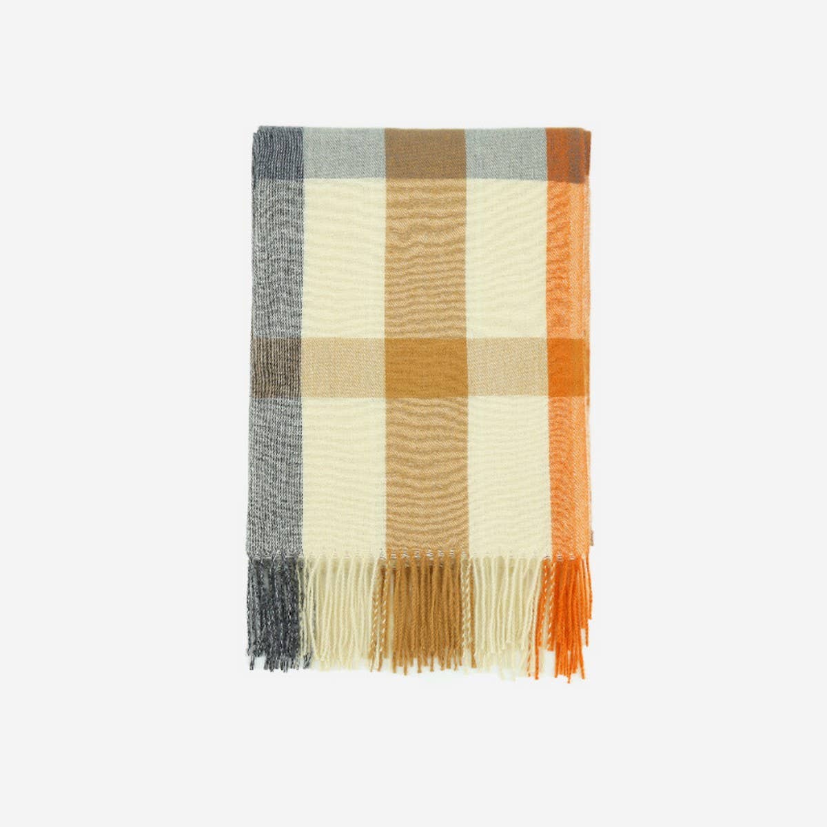 FAUX CASHMERE PLAID SCARF WITH TASSELS FOR WINTER_CWASC1104