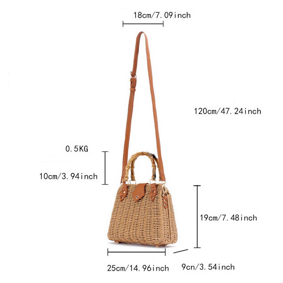 STRAW BEACH BAG WITH BAMBOO HANDLE FOR WOMEN_CWAB4694