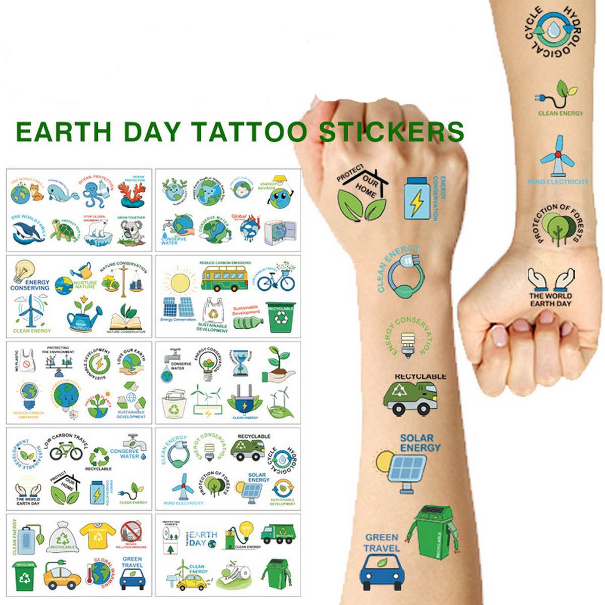 EARTH DAY GREEN PLANT FACE TATTOOS WATERPROOF_CWMM8252 MATE