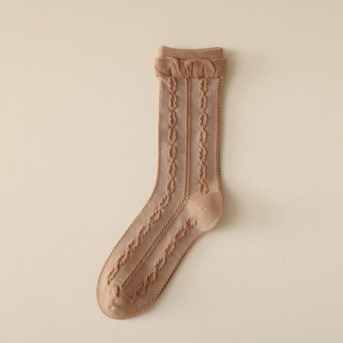 RUFFLE SPIRAL TEXTURE CREW SOCKS FOR WOMENS_CWMS1407