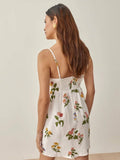 Stylish Little Floral High Waist Low Neck Dress