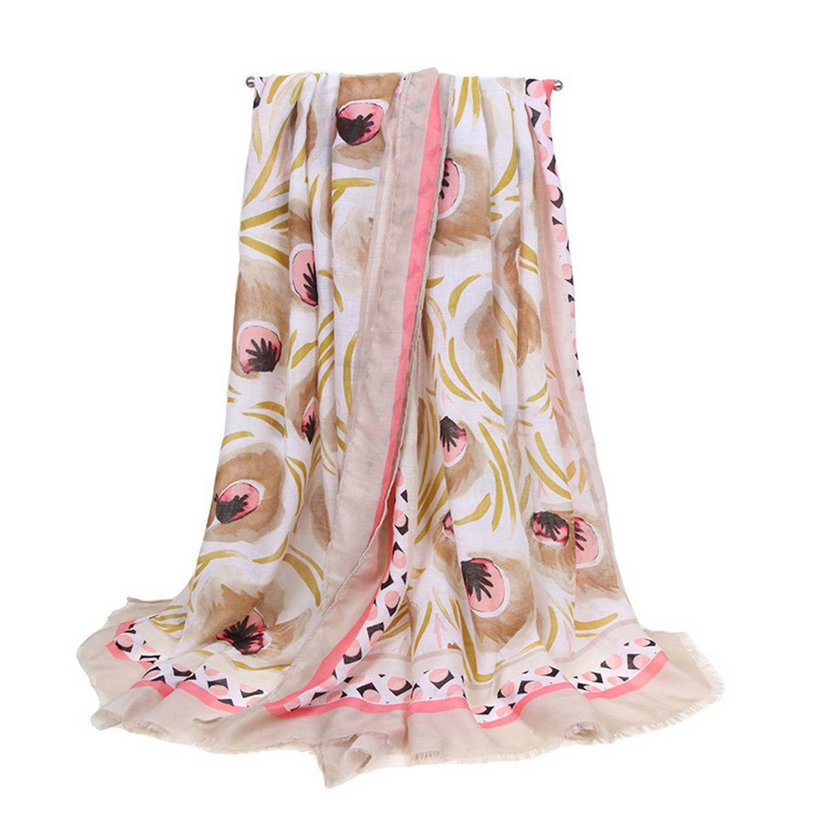 Floral Print Satin Scarf Spring Beach Wrap_Cwasc0681