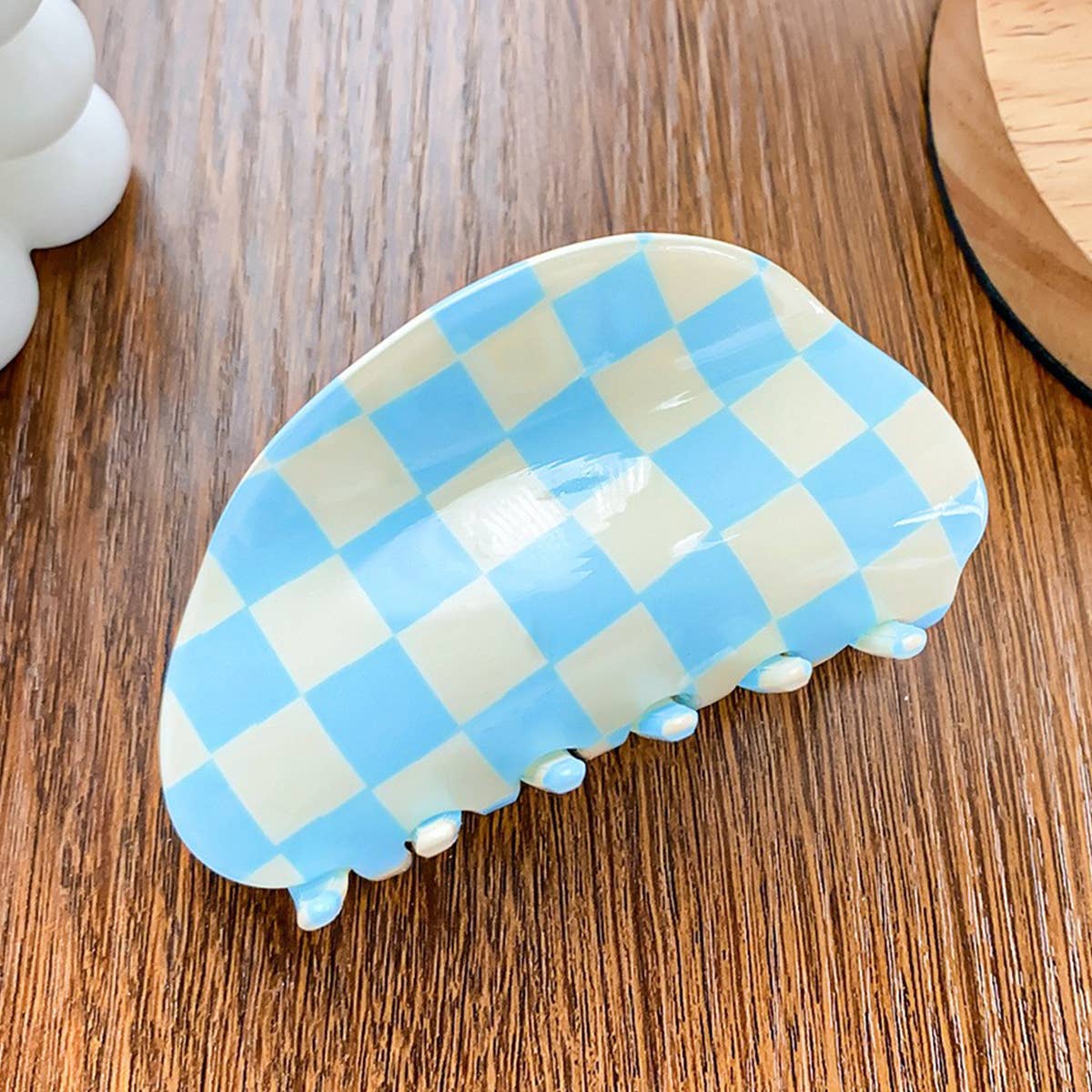 3.23"Checkered Hair Claw Clip_Cwaha0313