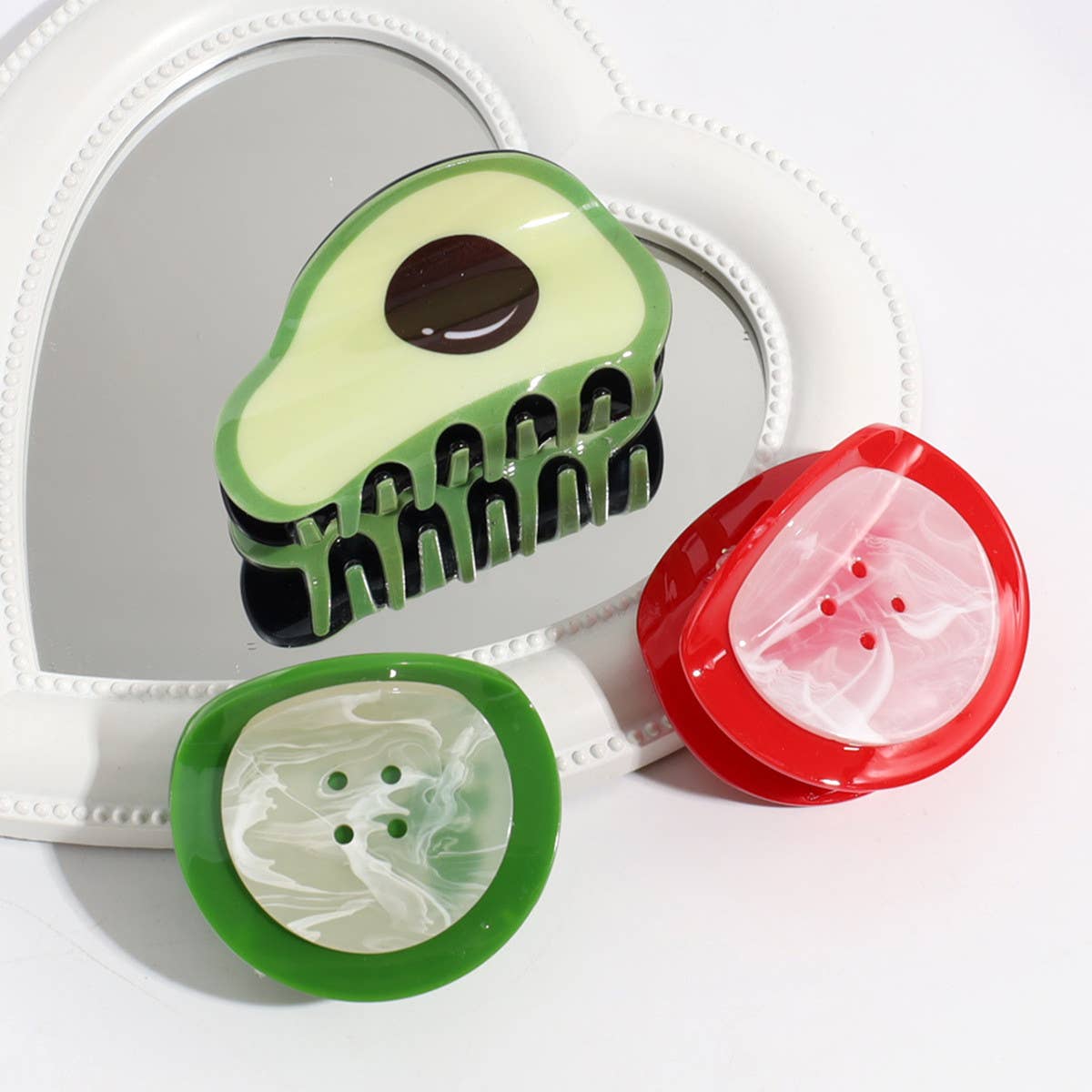 Vintage Acetate Hair Claw Angel Button Clip