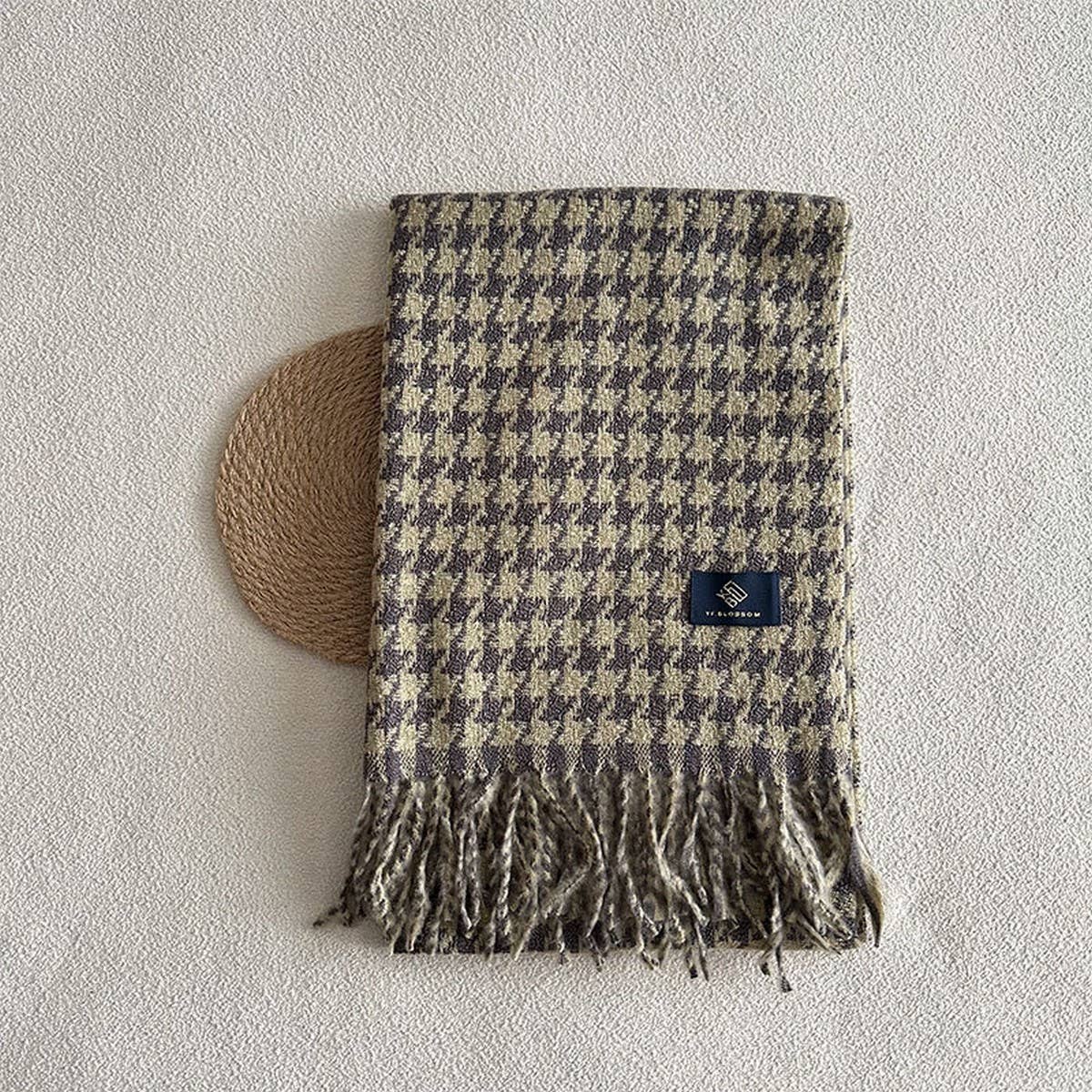 REVERSIBLE HOUNDSTOOTH SCARF SOFT WINTER WRAP_CWASC2330