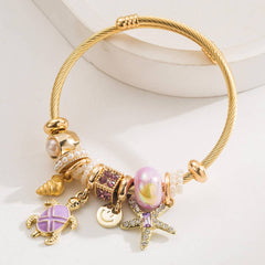 BEACH STYLE STARFISH TURTLE CHARM BRACELET_CWMM8472