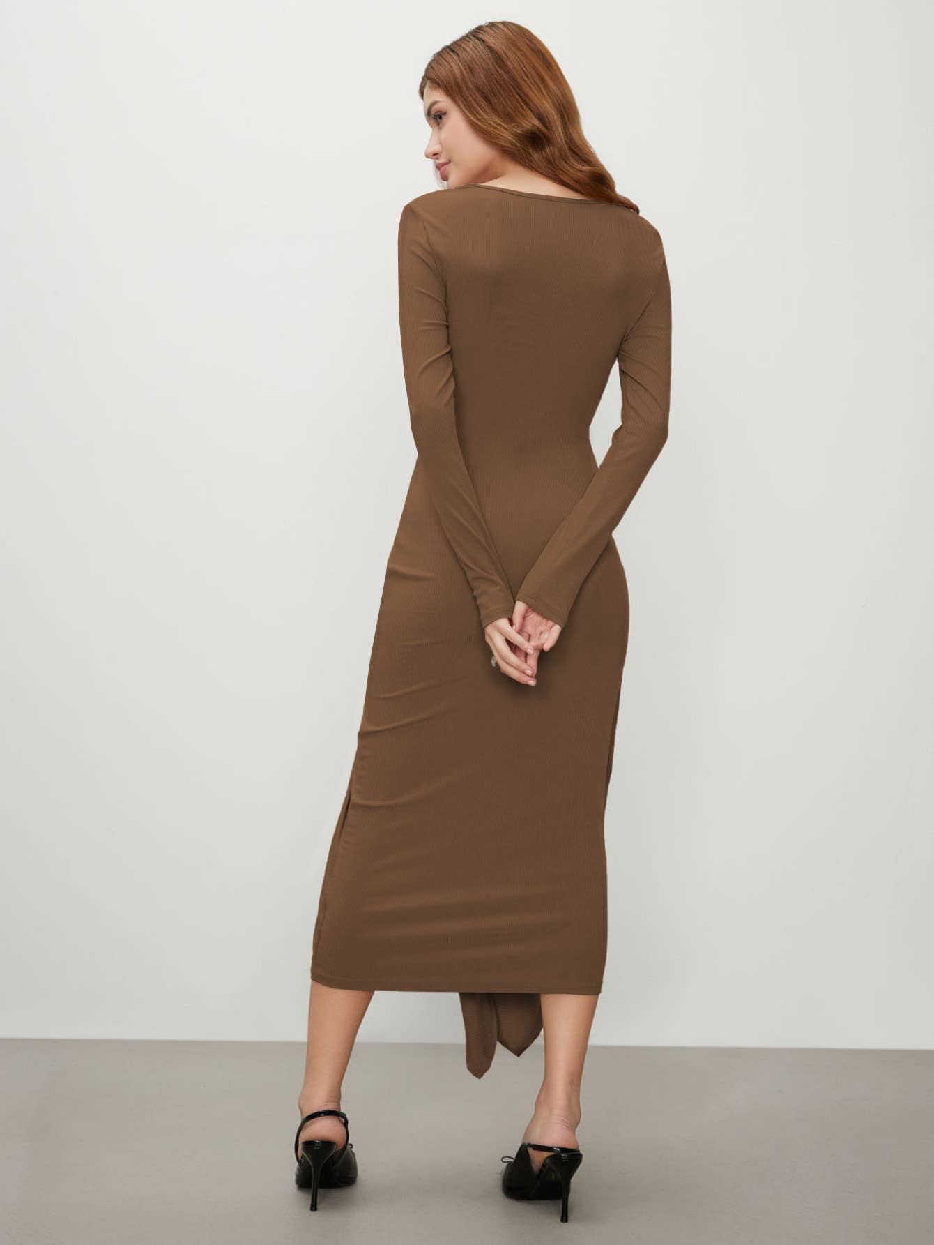 Temperament High-Waisted Square Neck Dress