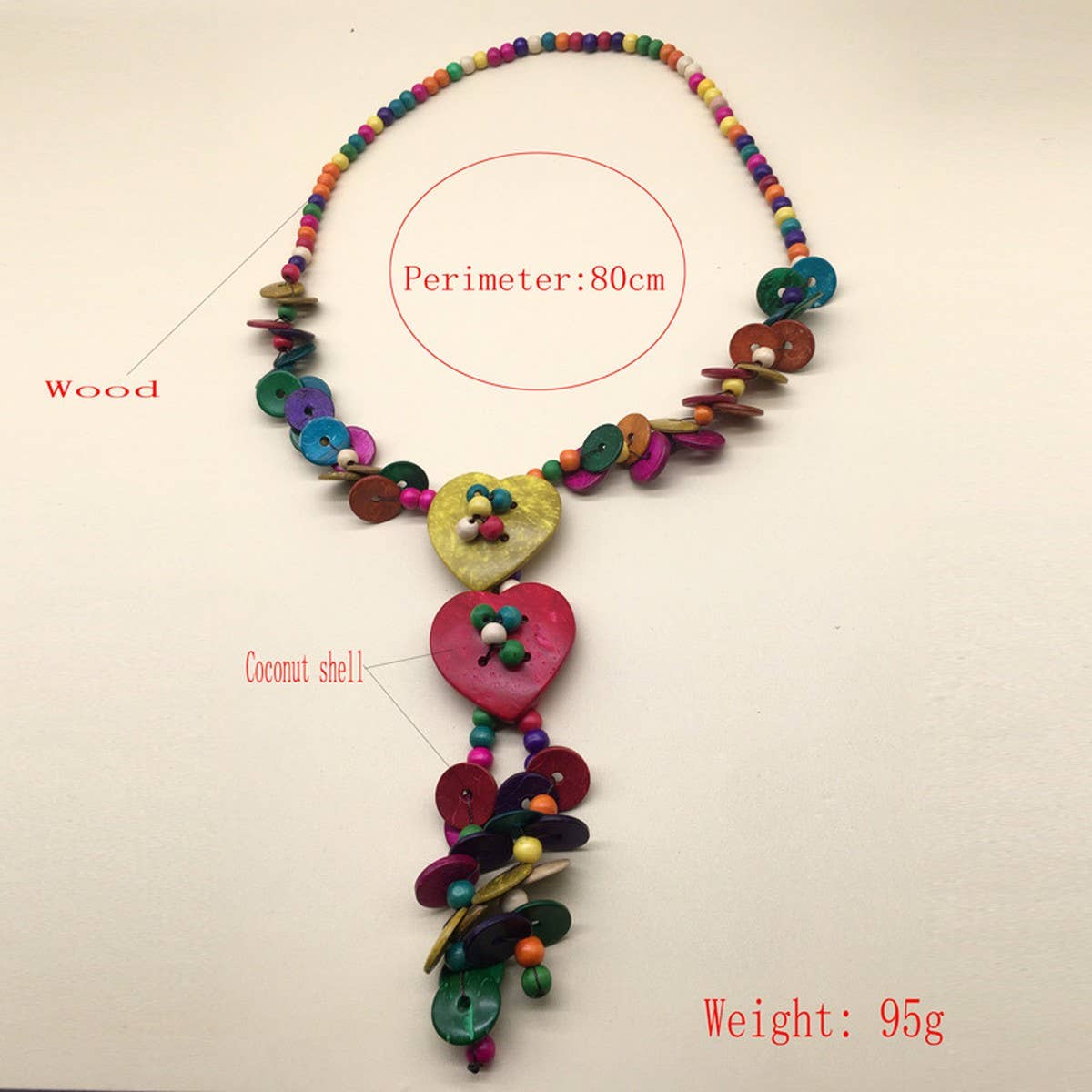 COLORFUL COCONUT WOOD BEADS LONG NECKLACE_CWMM4732