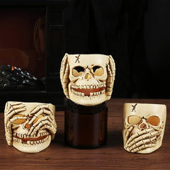 HALLOWEEN SKULL RESIN CANDLE HOLDER DECOR_CWAJE5297