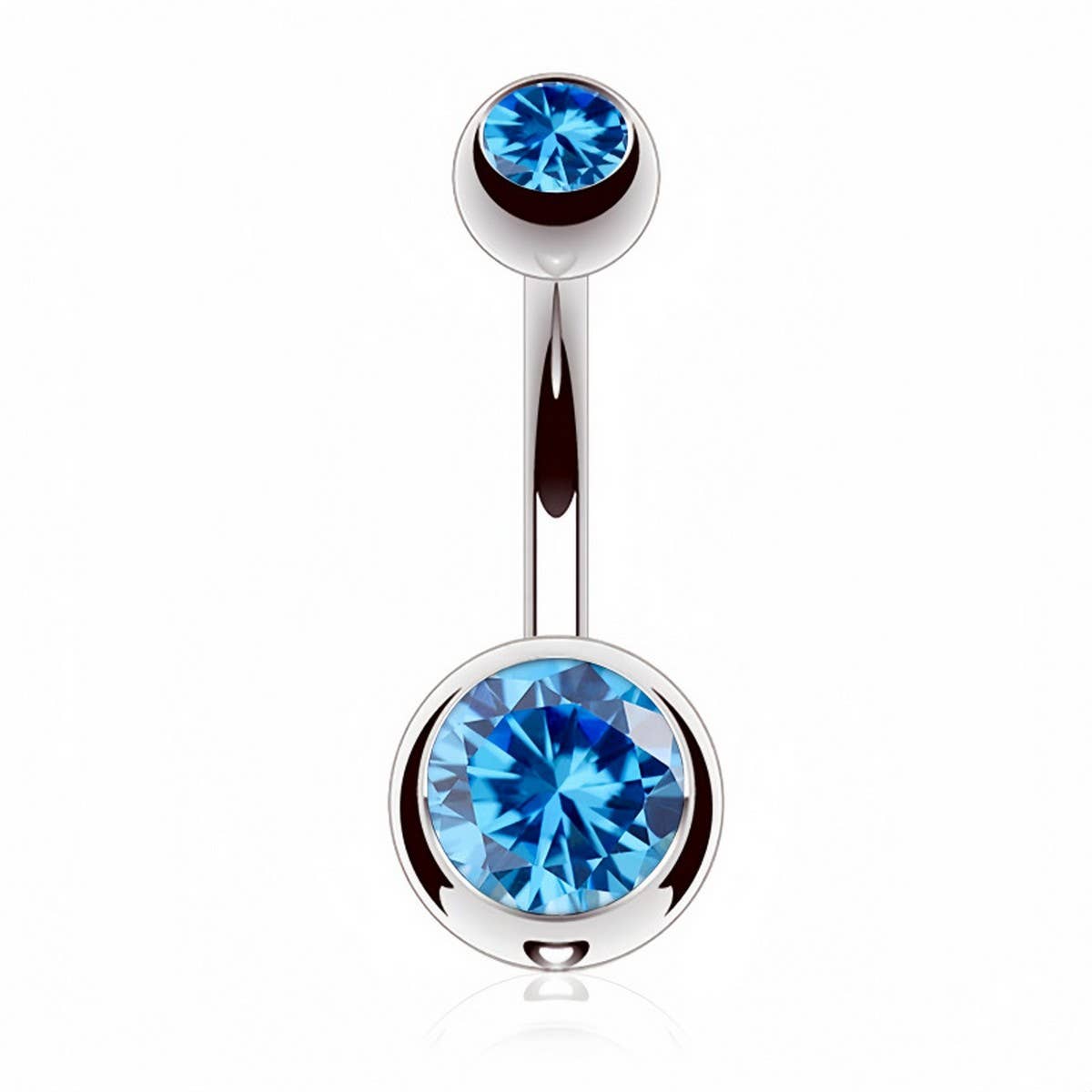 DOUBLE GEM BELLY BUTTON RING STAINLESS STEEL_CWMM9173