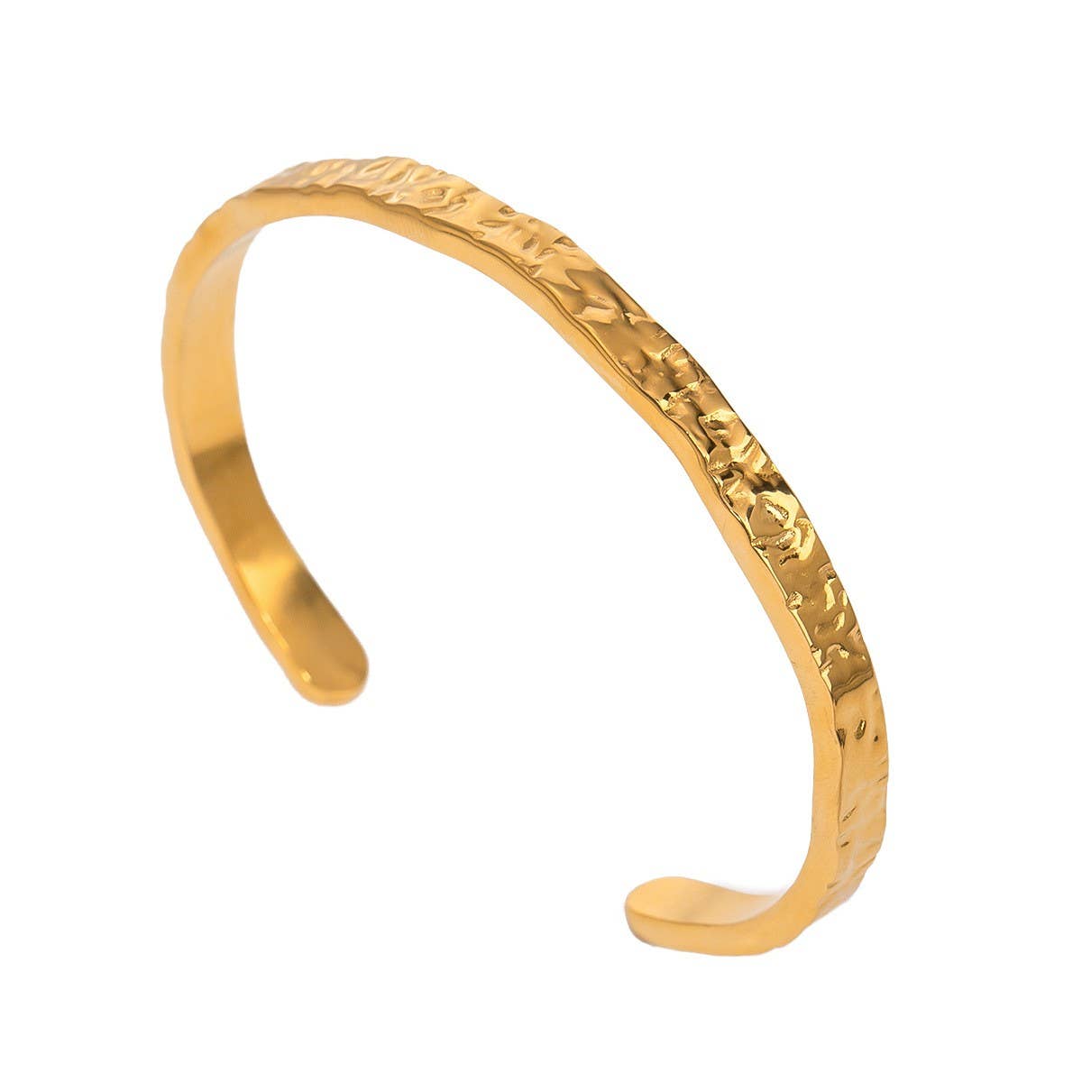 18K GOLD HAMMERED OPEN BANGLE VERSATILE STYLE_CWAJE4682
