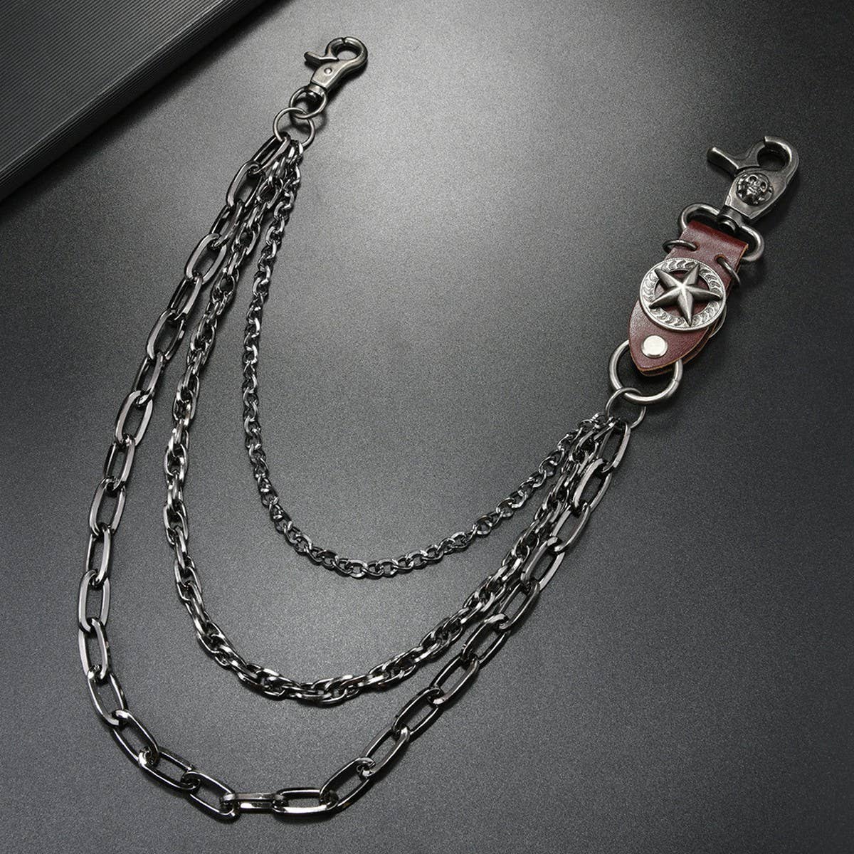 HIP HOP FIVE POINTED STAR THREE LAYER JEANS CHAIN_CWMM4869