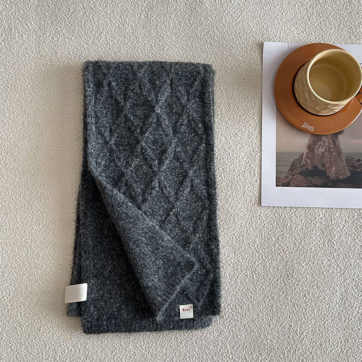 RETRO KNIT SCARF WOOL BLEND REVERSIBLE WRAP_CWASC2355