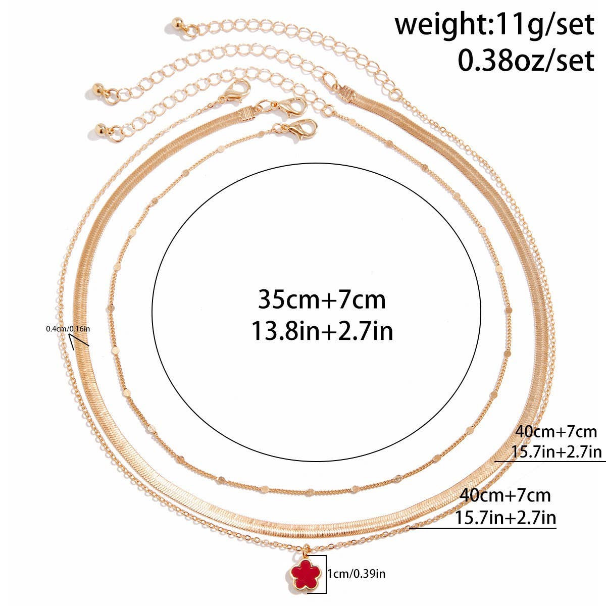 FIVE LEAF GRASS COLORFUL SNAKE BONE CHAIN NECKLACE_CWAJE1162