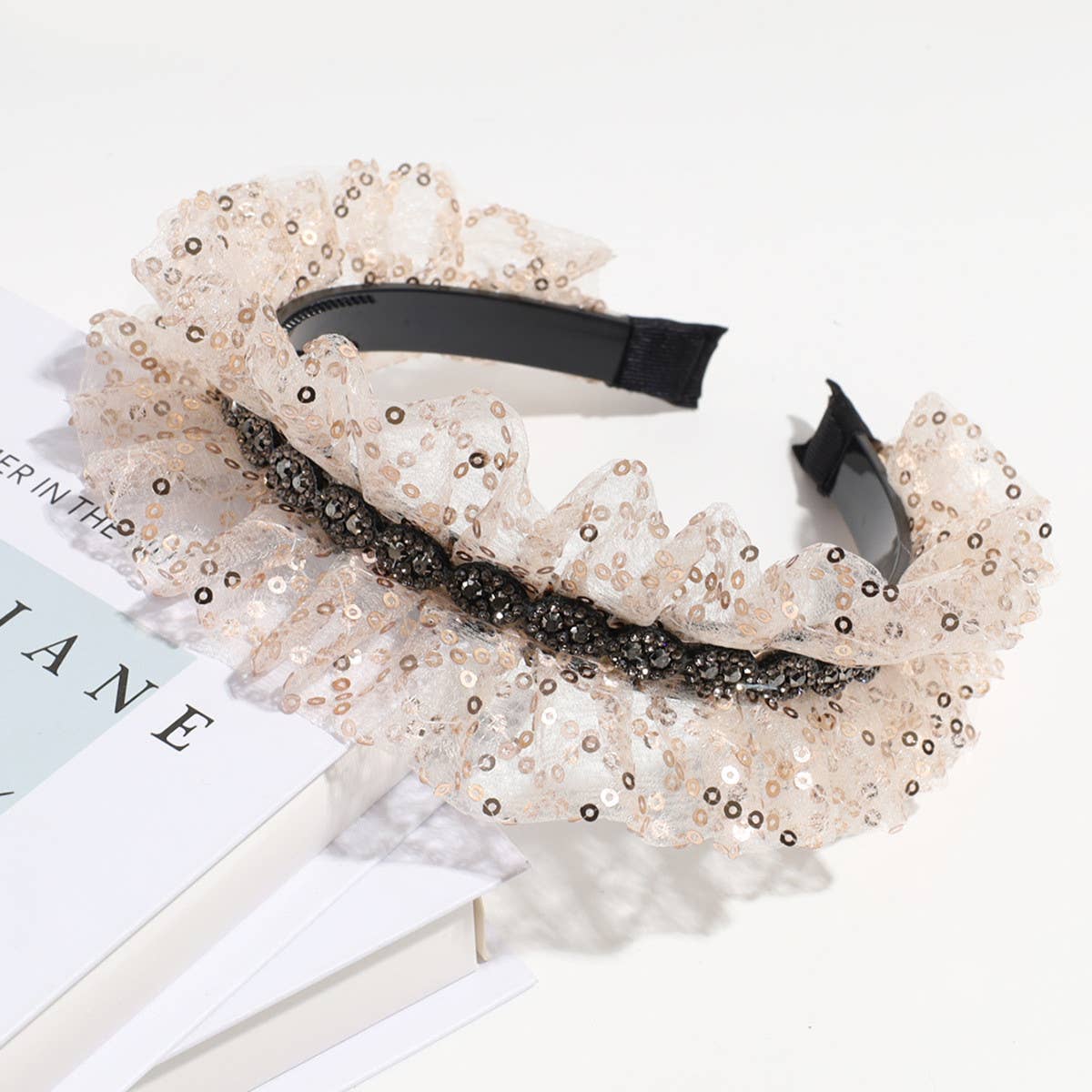 FASHIONABLE RUFFLE SEQUINED HEADBAND_CWAHA2314