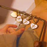 PINK ENAMEL HEART EARRINGS ANGEL VINTAGE STYLE_CWAJE5087