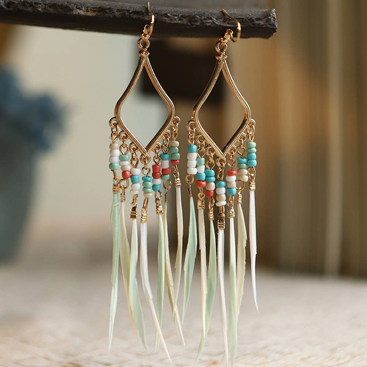 BOHO VINTAGE TASSEL FEATHER EARRINGS_CWAJE0805