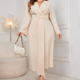 CHIC ASYMMETRICAL HEM SLIM LONG SLEEVE DRESS_CWDSD8481