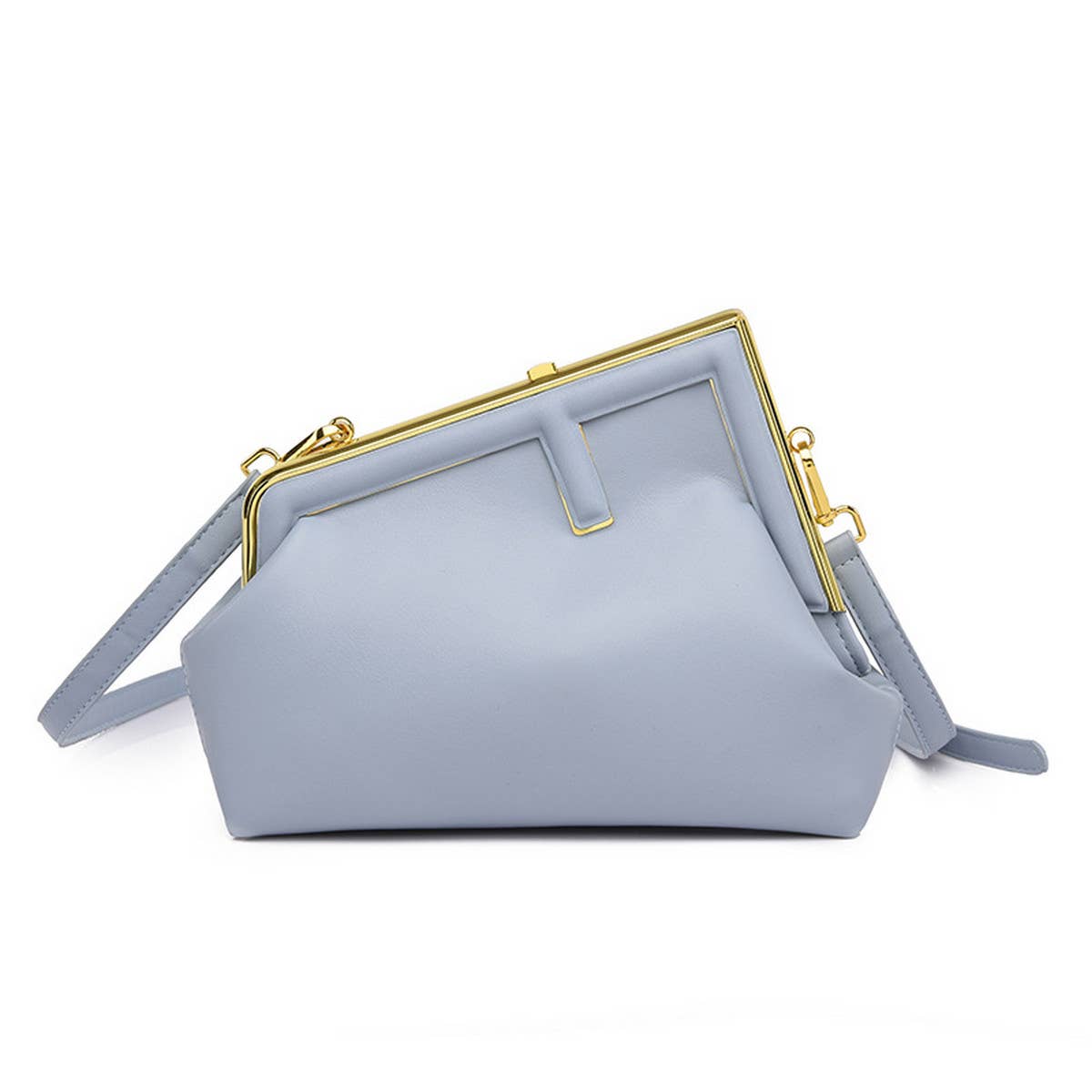 RETRO SIMPLE METAL CLIP SHOULDER BAG_CWAB1598