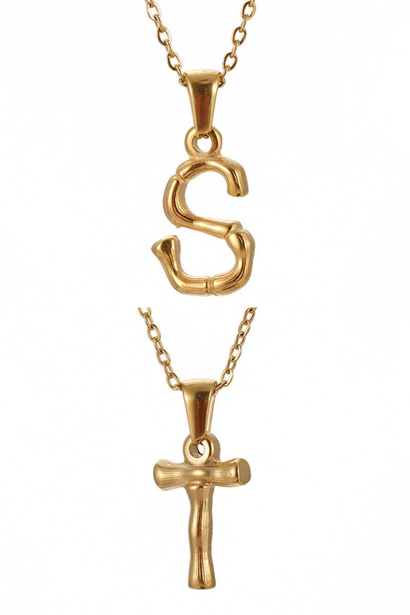 FASHION TEXTURE ALPHABET INITIAL NECKLACE_CWAJE223