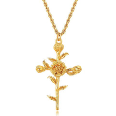 NEW CREATIVE DECEMBER CROSS FLOWER NECKLACE_CWMM3746