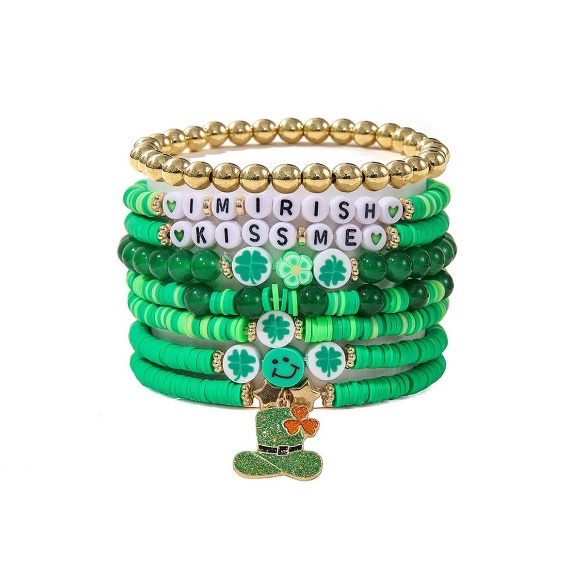 ST PATRICKS DAY FOUR LEAF CLOVER HAT BRACELET_CWMM3500