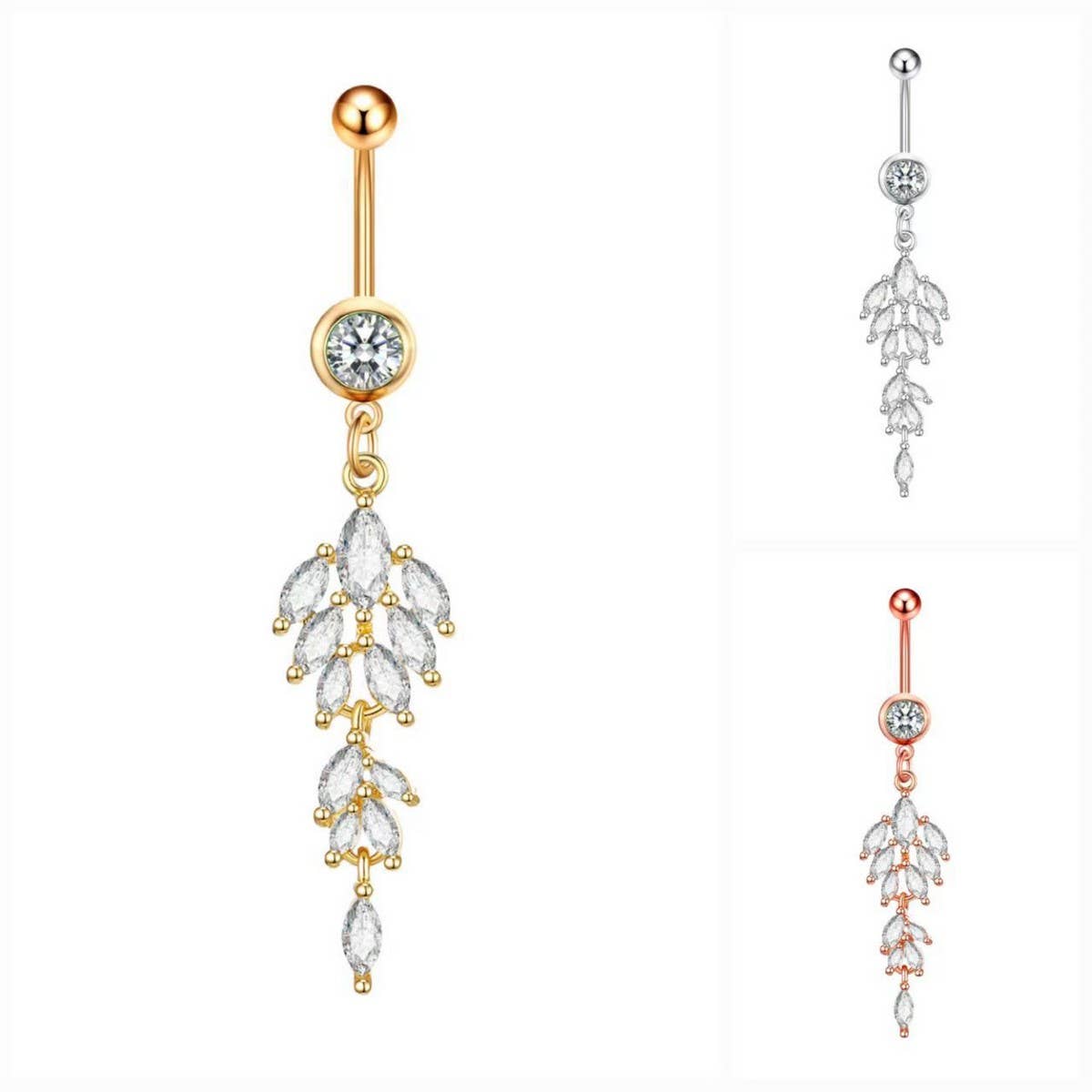NEW CREATIVE CZ PENDANT BELLY RING PIERCING_CWMM9244