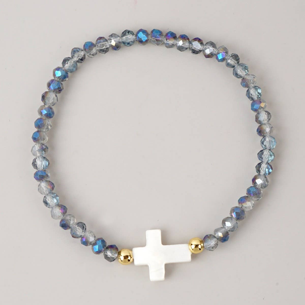 CROSS COLORED CRYSTAL HANDMADE BRACELET_CWMM3819